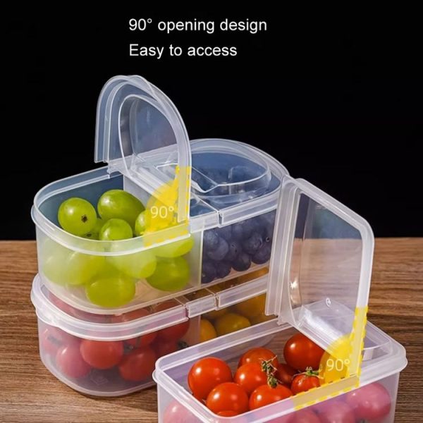 2pcs / Set Round 600ml+Square 500ml Fruit Vegetable Small Dispenser Refrigerator Fresh Storage Boxes - Image 3