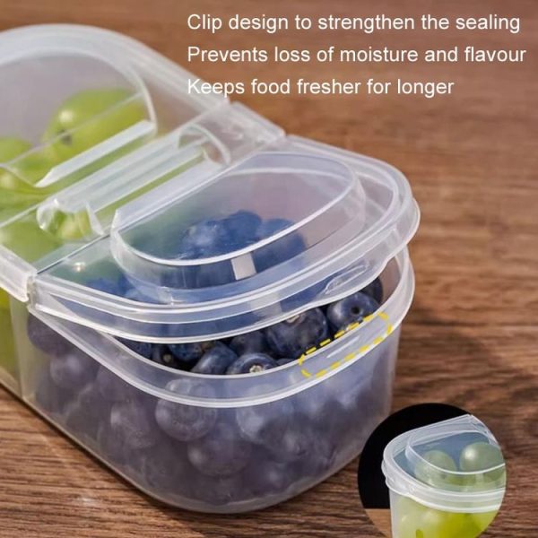 2pcs / Set Round 600ml+Square 500ml Fruit Vegetable Small Dispenser Refrigerator Fresh Storage Boxes - Image 4