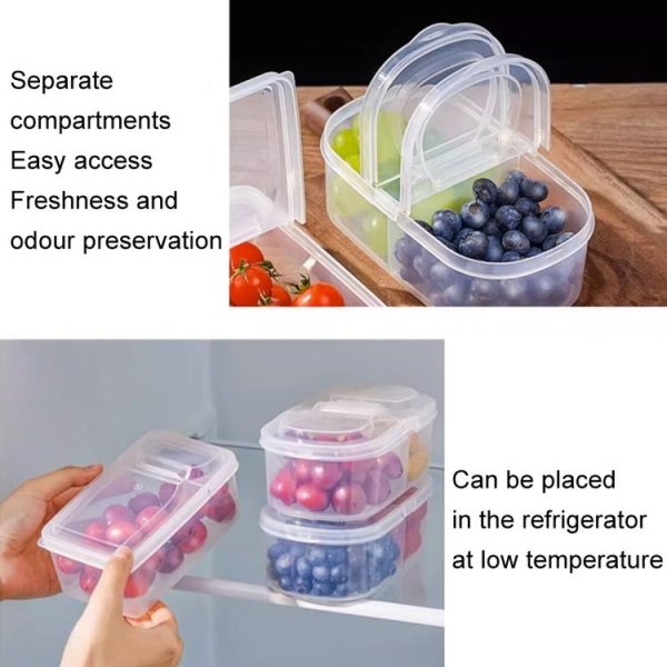 2pcs / Set Round 600ml+Square 500ml Fruit Vegetable Small Dispenser Refrigerator Fresh Storage Boxes - Image 6