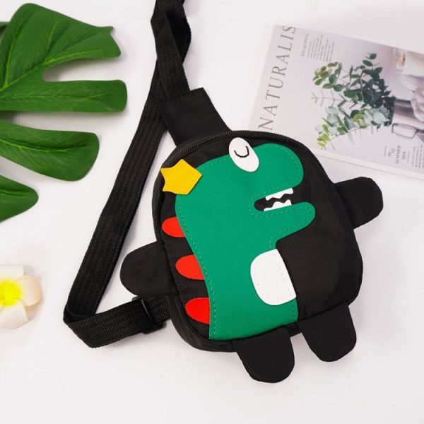 Cartoon Dinosaur Children Messenger Bag Kindergarten Chest Bag Single-shoulder Bag (Black)