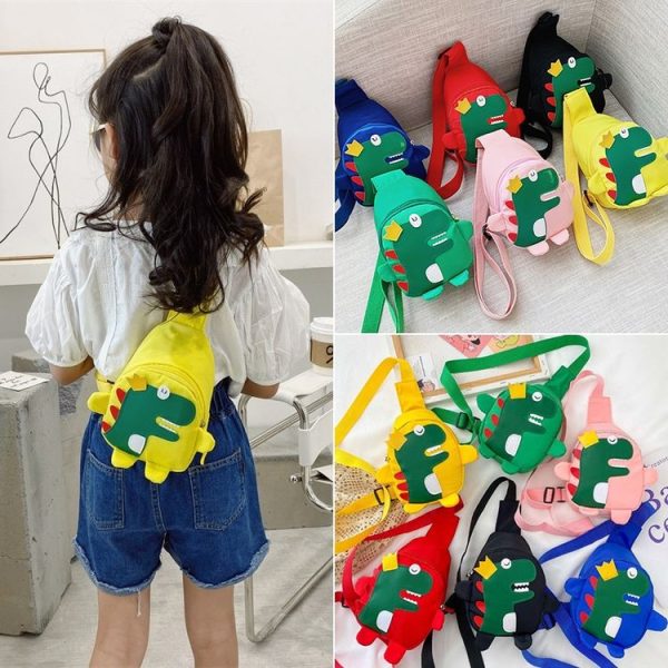 Cartoon Dinosaur Children Messenger Bag Kindergarten Chest Bag Single-shoulder Bag (Black) - Image 5