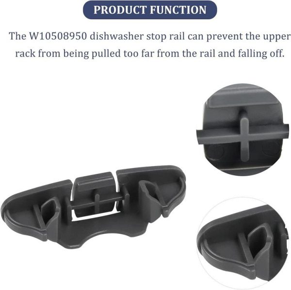 2pcs W10508950 Dishwasher Rack Stop Clip For Whirlpool Replacement Parts - Image 4