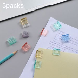 3packs Anti-Roll Retainer Push-Pull Clip A4 Paper Loose-leaf Clip (Mixed Colors)