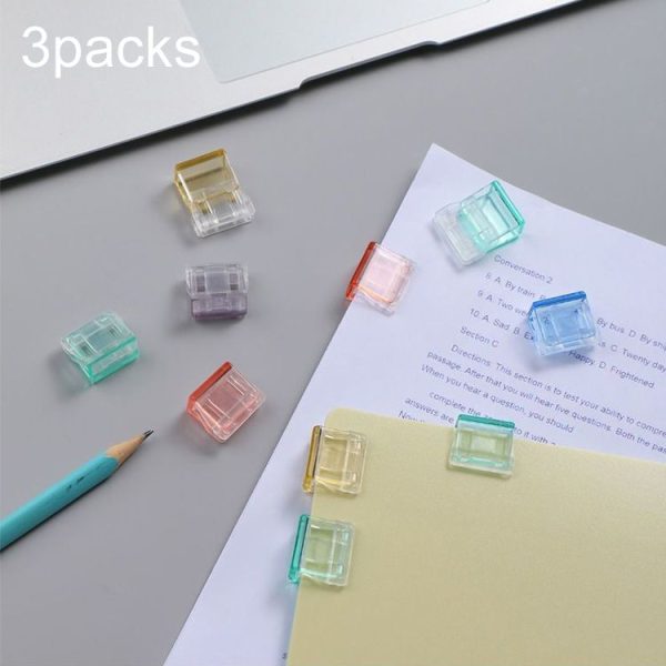 3packs Anti-Roll Retainer Push-Pull Clip A4 Paper Loose-leaf Clip (Mixed Colors)