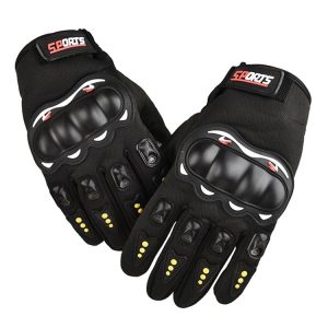 Motorcycle Gloves Men Riding Racing Anti-Slip Hard Shell Outdoor Full Finger Touchscreen Gloves, Size: Average (Black)