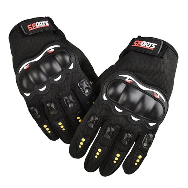 Motorcycle Gloves Men Riding Racing Anti-Slip Hard Shell Outdoor Full Finger Touchscreen Gloves, Size: Average (Black)
