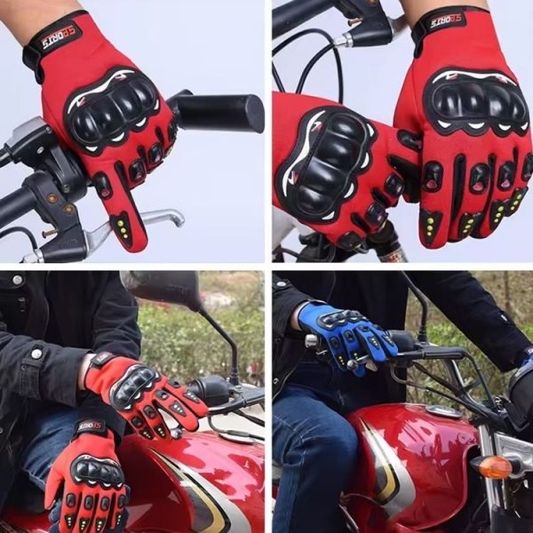 Motorcycle Gloves Men Riding Racing Anti-Slip Hard Shell Outdoor Full Finger Touchscreen Gloves, Size: Average (Black) - Image 11