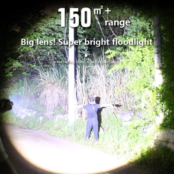 White Laser Wick LCD Digital Display Strong Light Rechargeable Portable LED Flashlight - Image 5