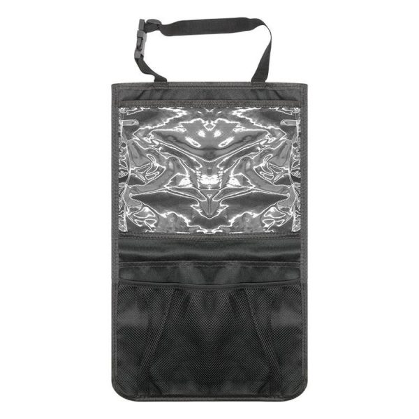 Car Seat Back Storage Hanging Bag Tablet Net Bag (Black)