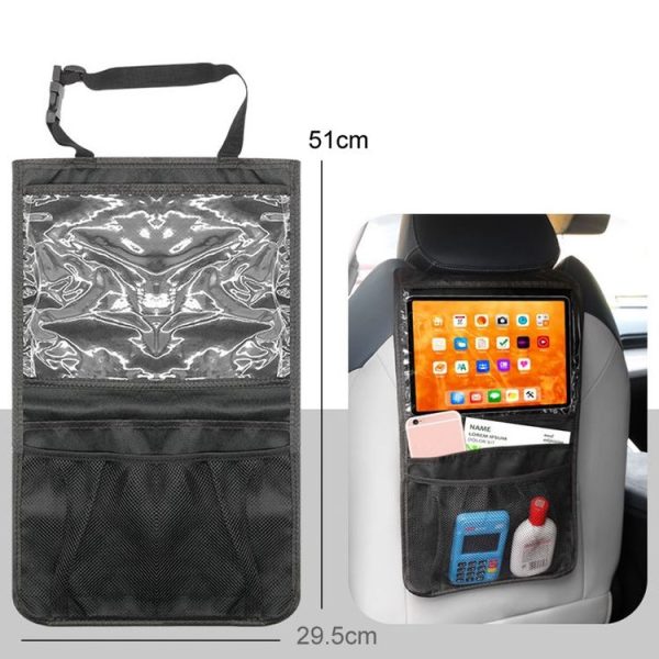 Car Seat Back Storage Hanging Bag Tablet Net Bag (Black) - Image 2