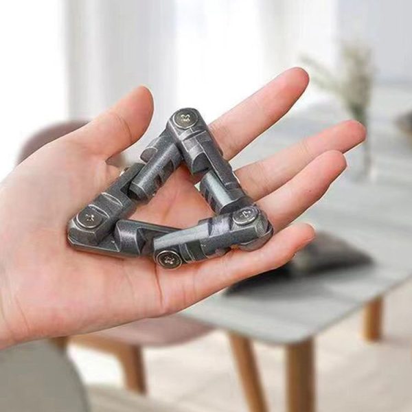 Stress Relieving Alloy Massage Bracelet Infinite Flip Fingertip Chain Fidget Toy (Silver Gray) - Image 4