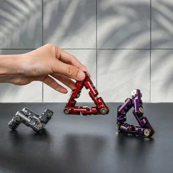 Stress Relieving Alloy Massage Bracelet Infinite Flip Fingertip Chain Fidget Toy (Silver Gray) - Image 6