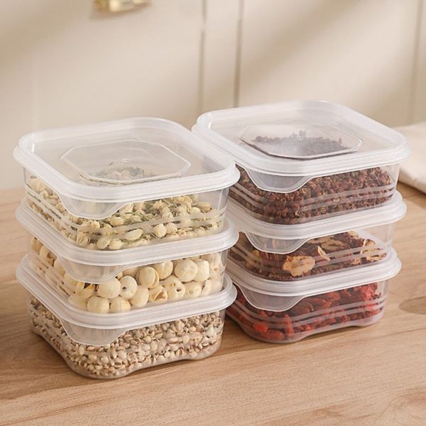 6pcs Transparent Food Storage Box Refrigerator Vegetable Meat Container, Style: 350ml Transparent Lid
