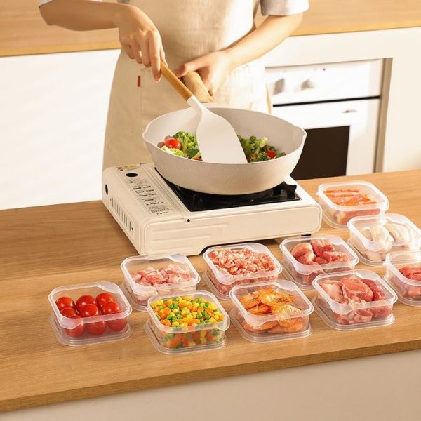 6pcs Transparent Food Storage Box Refrigerator Vegetable Meat Container, Style: 350ml Transparent Lid - Image 2