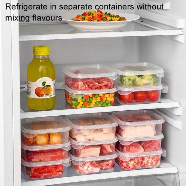 6pcs Transparent Food Storage Box Refrigerator Vegetable Meat Container, Style: 350ml Transparent Lid - Image 3