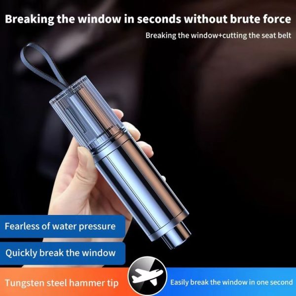 Car Safety Hammer Mini Auto Emergency Escape Glass Window Breaker Portable Seat Belt Cutter (Black) - Image 9