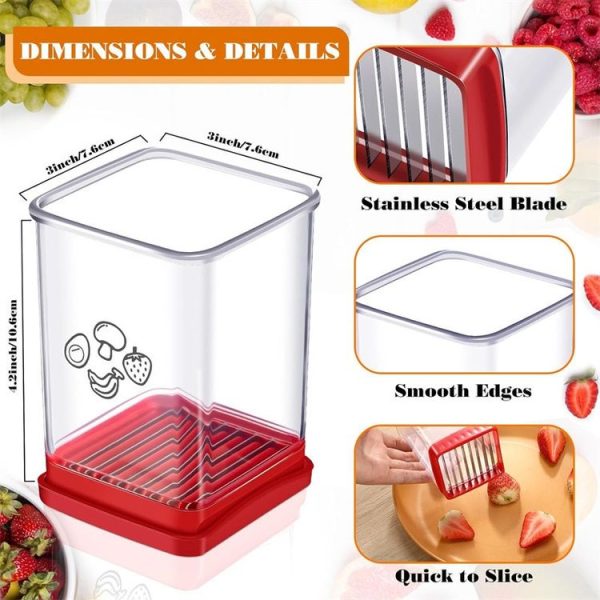 Multifunctional Household Kitchen Fruit And Vegetable Slicer With Push Plate (Red) - Image 4