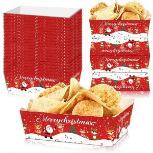 20pcs / Pack Christmas Food Snack Tray Christmas Party French Fries Paper Tray