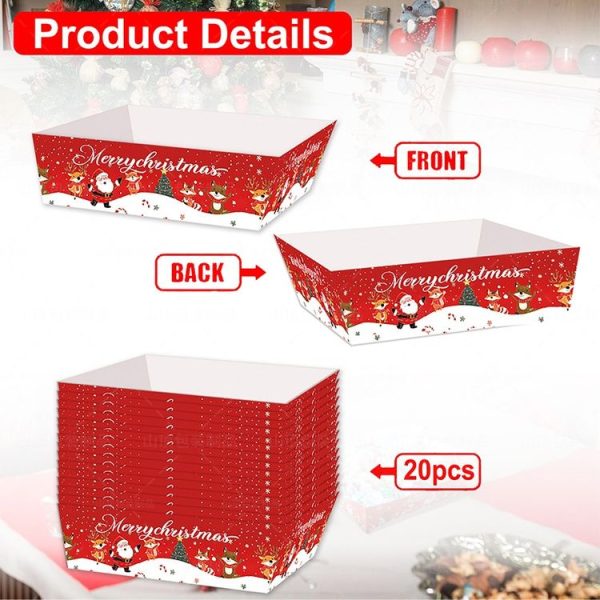 20pcs / Pack Christmas Food Snack Tray Christmas Party French Fries Paper Tray - Image 2