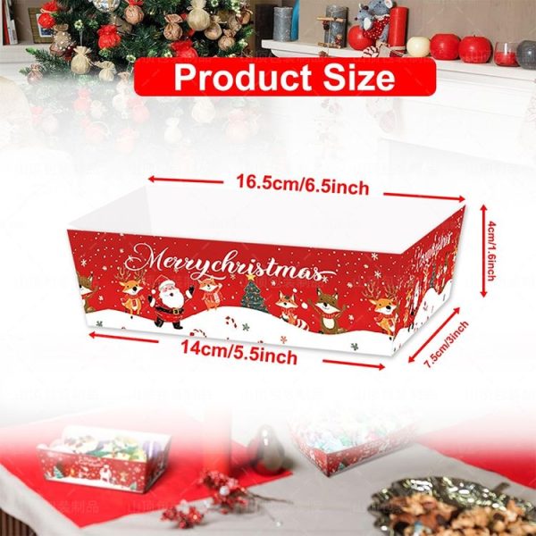 20pcs / Pack Christmas Food Snack Tray Christmas Party French Fries Paper Tray - Image 3