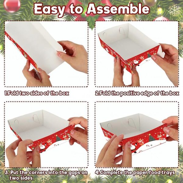 20pcs / Pack Christmas Food Snack Tray Christmas Party French Fries Paper Tray - Image 4
