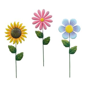 3pcs / Set Outdoor Lawn Patio Decoration Iron Flower Inserts