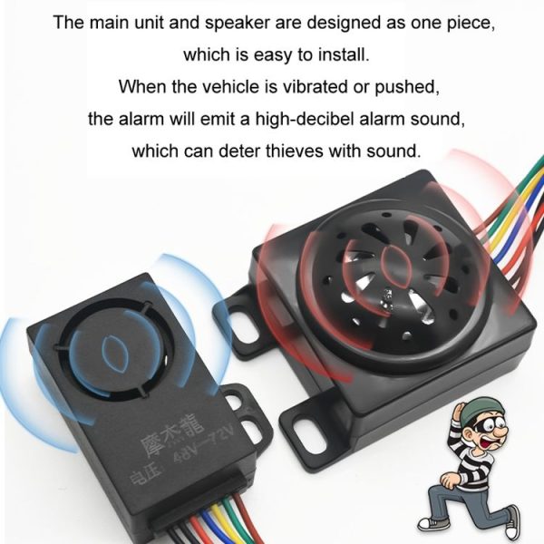 48-72V Electric Motorcycle One-Button Start Remote Lock Anti-Theft Alarm, Specifications: Two-wheeler - Image 5