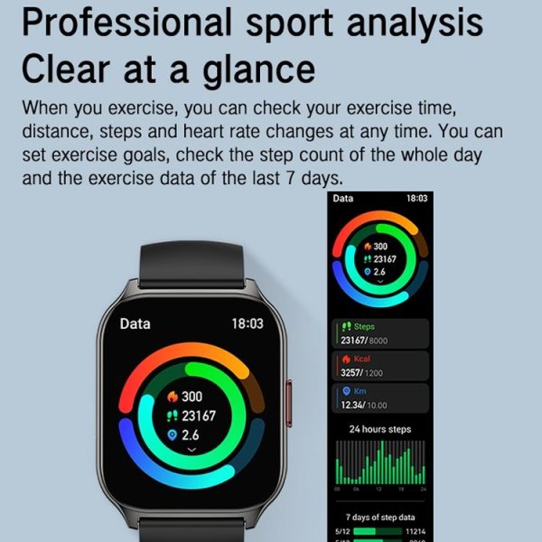 Blood Oxygen / Sleep / Heart Rate Health Monitoring Smart Watch Square Sports Watch (Black) - Image 13
