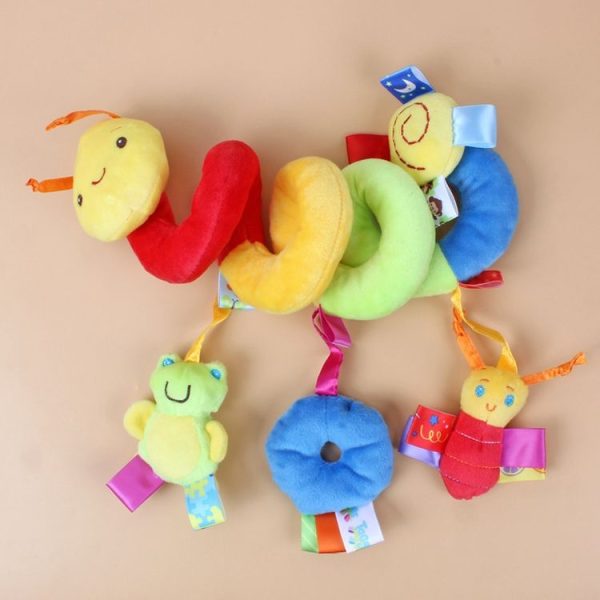 H033B Baby Caterpillar Cot Spiral Toy Cartoon Animal Baby With Rattle Bee Pram Hanging Soothing Toy - Image 10