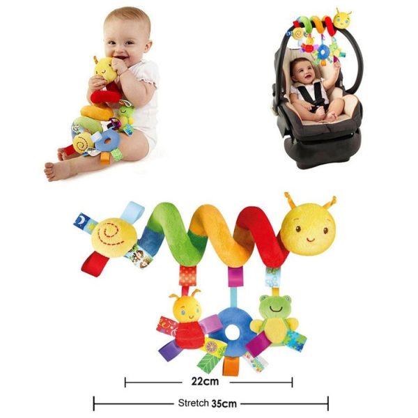 H033B Baby Caterpillar Cot Spiral Toy Cartoon Animal Baby With Rattle Bee Pram Hanging Soothing Toy - Image 3