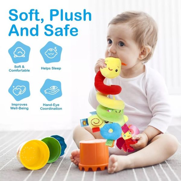 H033B Baby Caterpillar Cot Spiral Toy Cartoon Animal Baby With Rattle Bee Pram Hanging Soothing Toy - Image 5