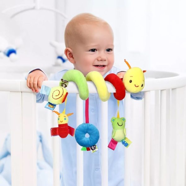H033B Baby Caterpillar Cot Spiral Toy Cartoon Animal Baby With Rattle Bee Pram Hanging Soothing Toy - Image 6