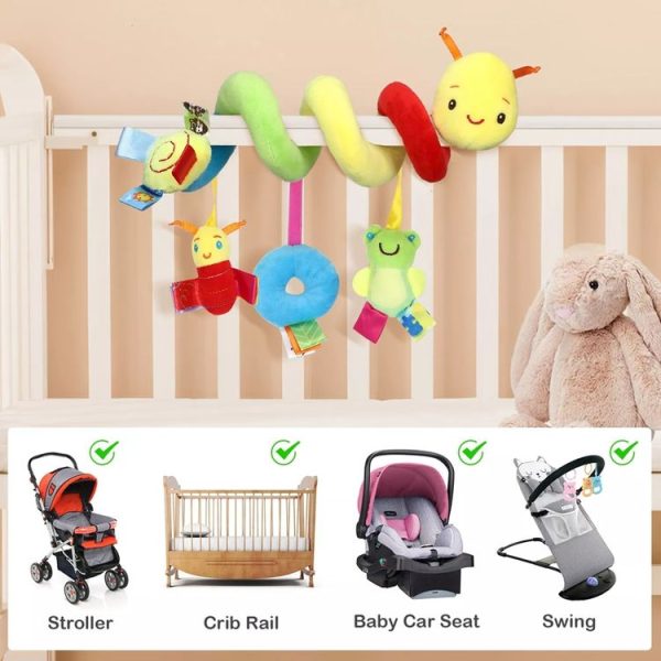 H033B Baby Caterpillar Cot Spiral Toy Cartoon Animal Baby With Rattle Bee Pram Hanging Soothing Toy - Image 8