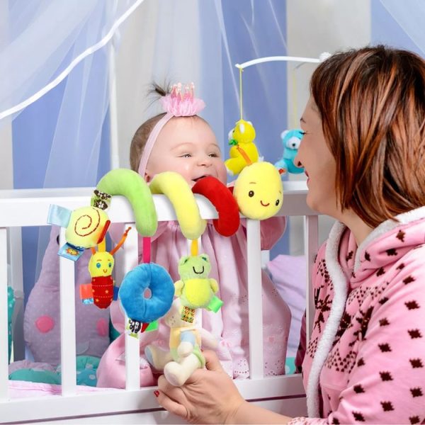 H033B Baby Caterpillar Cot Spiral Toy Cartoon Animal Baby With Rattle Bee Pram Hanging Soothing Toy - Image 9
