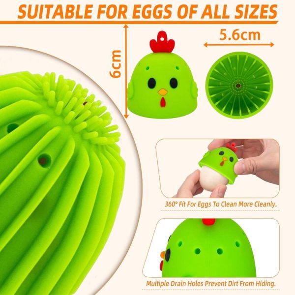 Egg Washer Kitchen Cleaning Tools Silicone Egg Cleaning Brush (Yellow) - Image 3