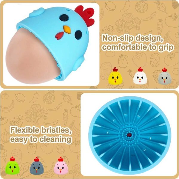 Egg Washer Kitchen Cleaning Tools Silicone Egg Cleaning Brush (Yellow) - Image 4