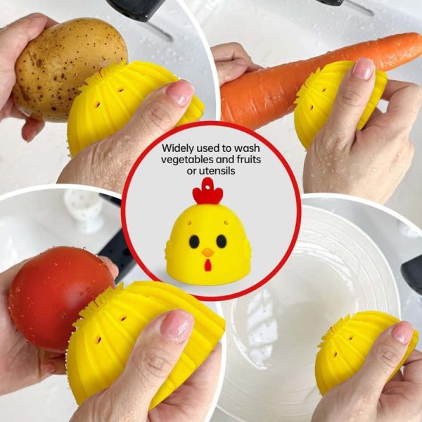 Egg Washer Kitchen Cleaning Tools Silicone Egg Cleaning Brush (Yellow) - Image 6