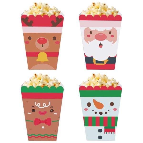 12pcs / Set Christmas Theme Popcorn Box Snack Packaging Bucket Snack Candy Box - Image 2