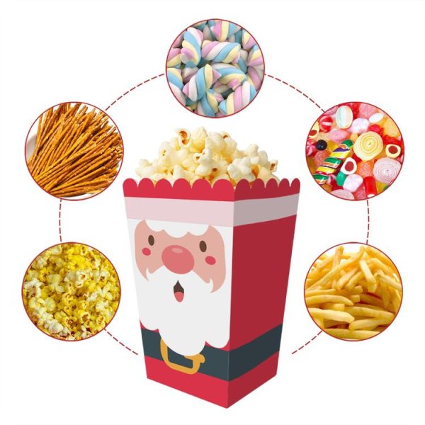 12pcs / Set Christmas Theme Popcorn Box Snack Packaging Bucket Snack Candy Box - Image 4