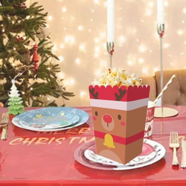 12pcs / Set Christmas Theme Popcorn Box Snack Packaging Bucket Snack Candy Box - Image 5