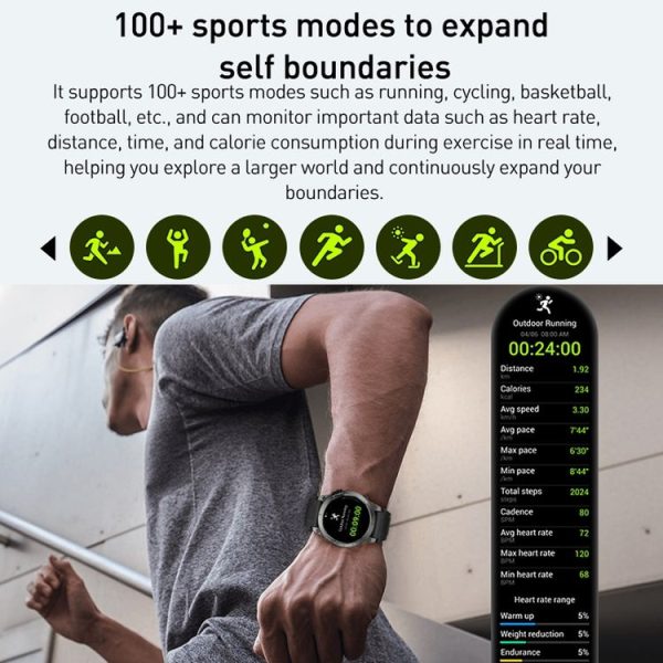 Outdoor Sports Smart Watch 1.43 Inch Ultra HD AMOLED Screen Bluetooth Talking Watch (Black) - Image 12