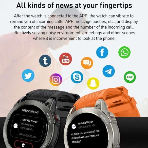 Outdoor Sports Smart Watch 1.43 Inch Ultra HD AMOLED Screen Bluetooth Talking Watch (Black) - Image 13