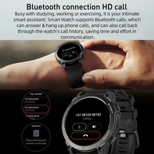 Outdoor Sports Smart Watch 1.43 Inch Ultra HD AMOLED Screen Bluetooth Talking Watch (Black) - Image 4