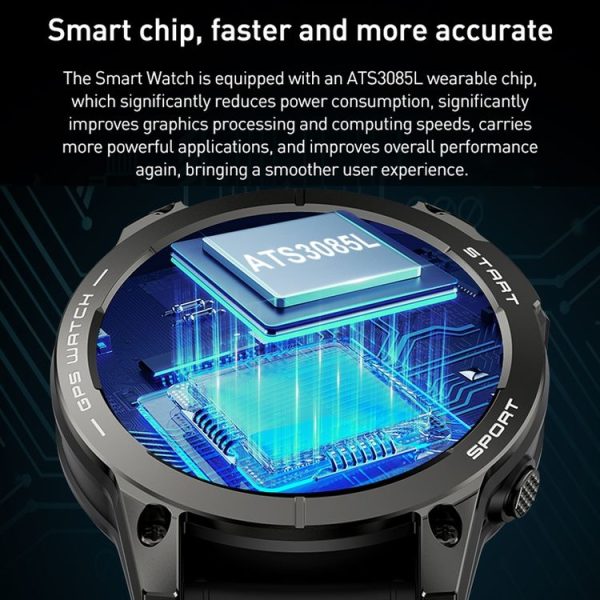 Outdoor Sports Smart Watch 1.43 Inch Ultra HD AMOLED Screen Bluetooth Talking Watch (Black) - Image 6