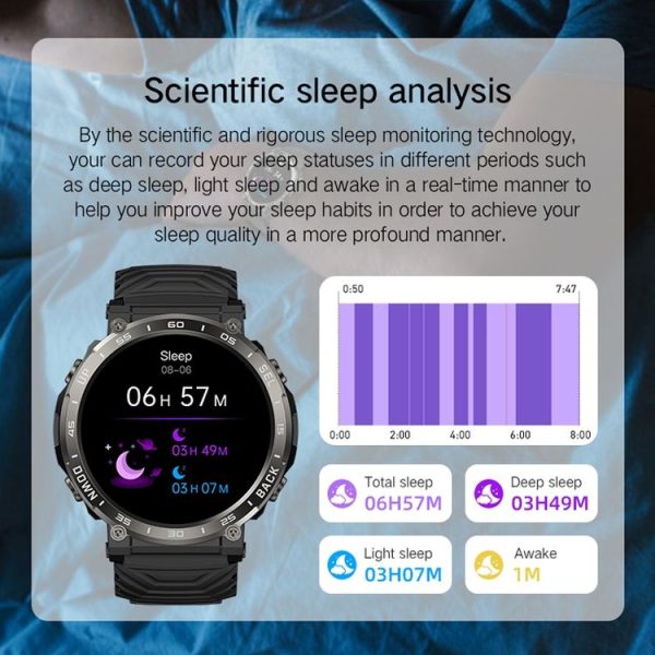 Bluetooth Talk Outdoor Pedometer Exercise Heart Rate Sleep Monitoring Smart Watch (Black) - Image 10
