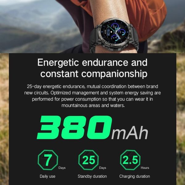 Bluetooth Talk Outdoor Pedometer Exercise Heart Rate Sleep Monitoring Smart Watch (Black) - Image 3