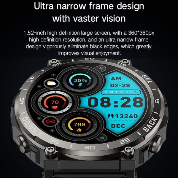 Bluetooth Talk Outdoor Pedometer Exercise Heart Rate Sleep Monitoring Smart Watch (Black) - Image 5