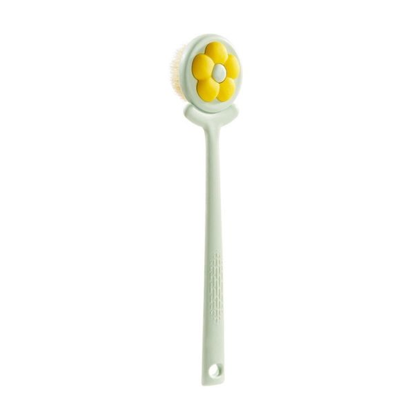 Household Bathroom Long Handle Soft Bristle Flower Shower Brush (Green)