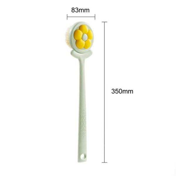Household Bathroom Long Handle Soft Bristle Flower Shower Brush (Green) - Image 3