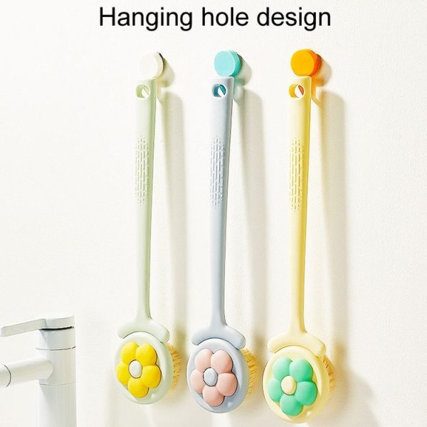 Household Bathroom Long Handle Soft Bristle Flower Shower Brush (Green) - Image 8